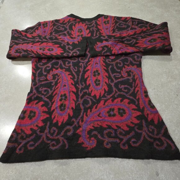 Women's Wool/Acrylic Blend Floral Paisley Print Long Sleeves Sweater - Sze Small - Picture 8 of 13